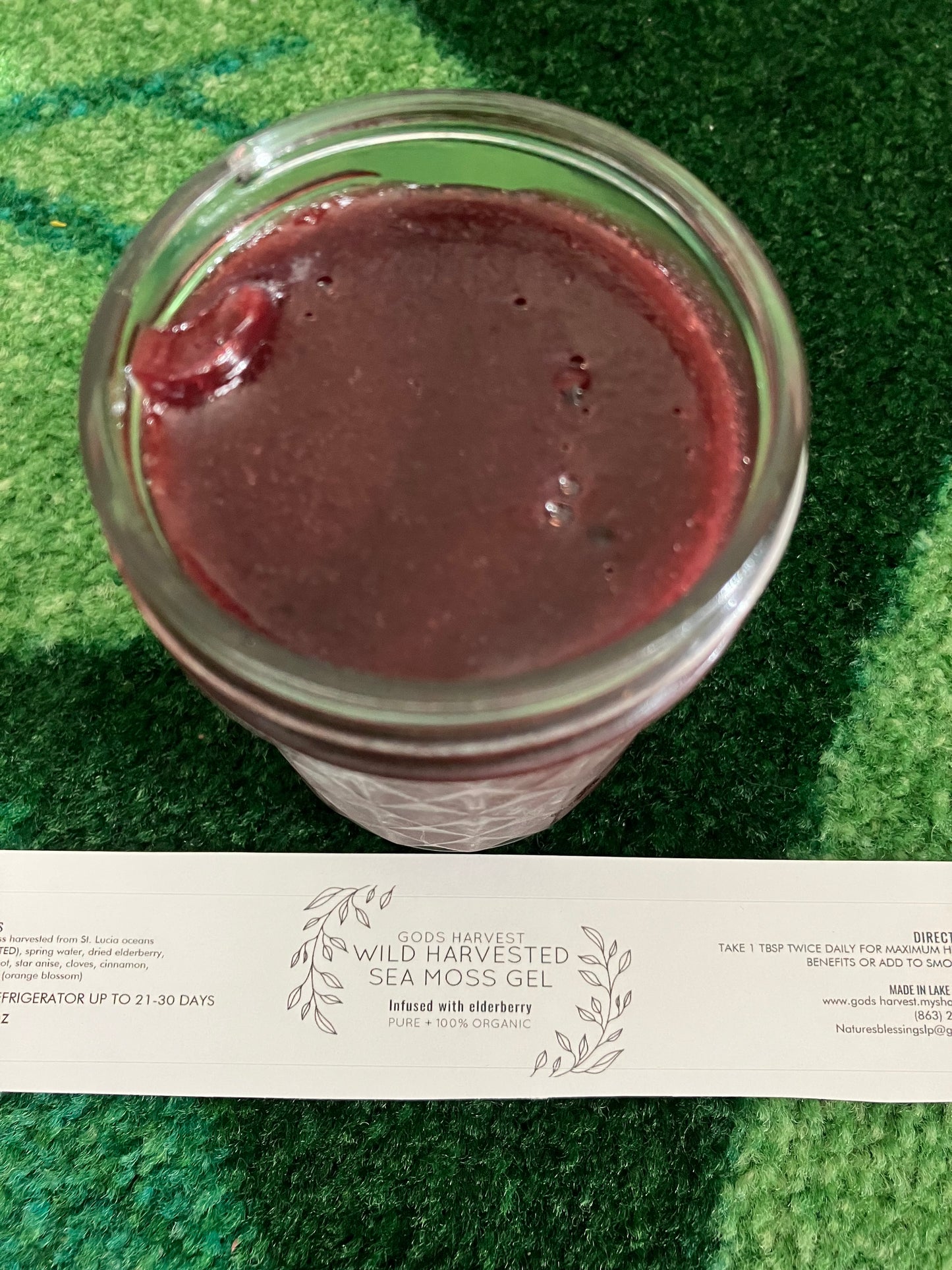 (Wild Harvested) PURPLE SEA MOSS GEL INFUSED WITH ELDERBERRY/HIBISCUS